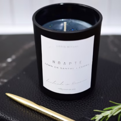 lumanare parfumata handmade noapte în pahar negru mat