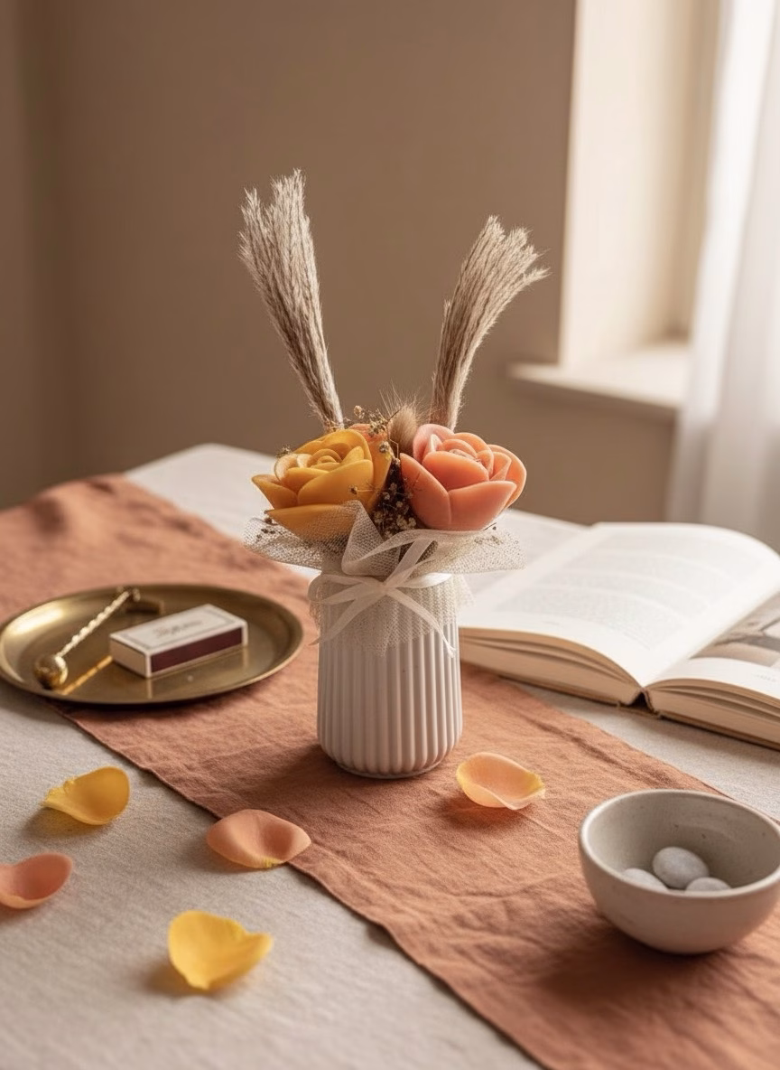 Aranjament din flori de cearǎ - oranj & galben - imagine 4